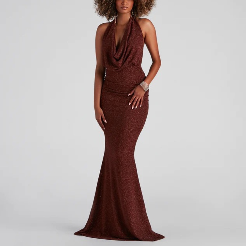 Windsor Brown Glitter Formal Dress